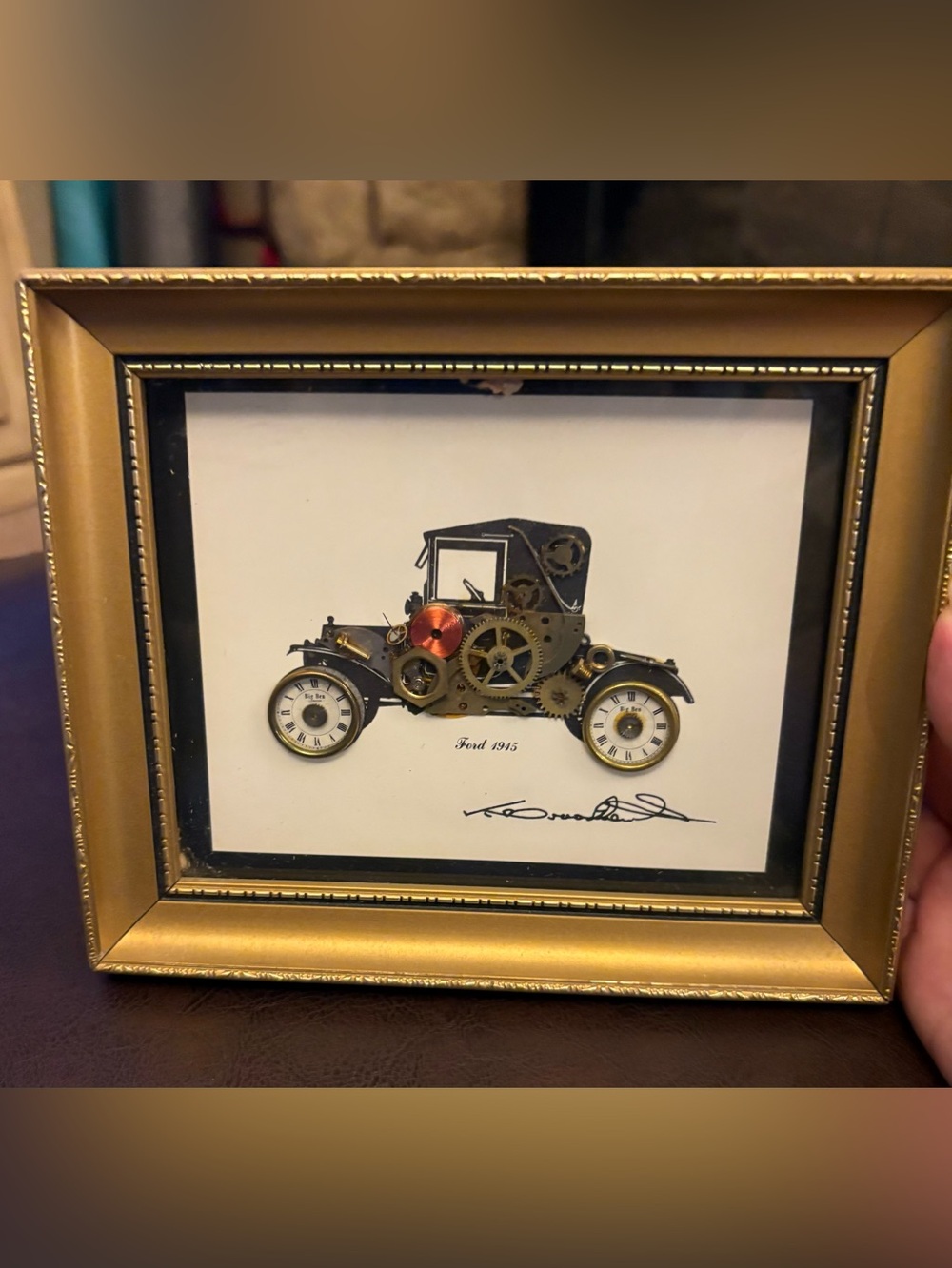 Vintage Ken Broadbent 1915 Model T Ford
Handmade Collage Clock Watch Framed Art